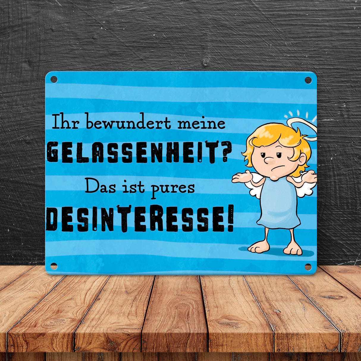 Engel Metallschild in 15x20 cm mit Spruch- Ich spreche Ironie mit Sarkasmus-Akzent