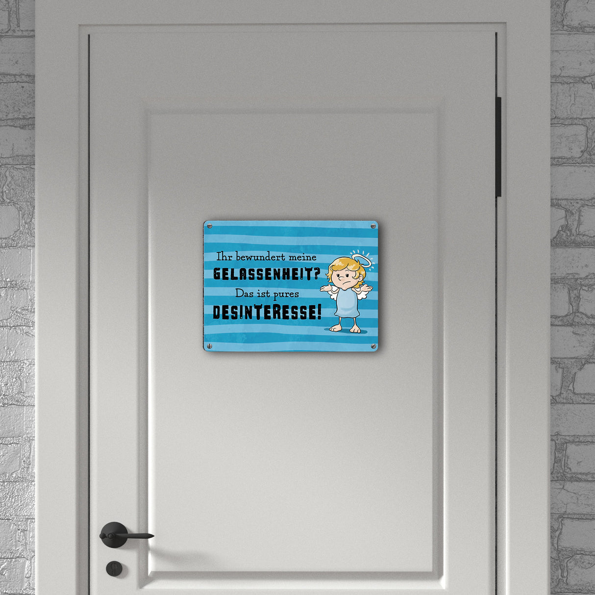 Engel Metallschild in 15x20 cm mit Spruch- Ich spreche Ironie mit Sarkasmus-Akzent