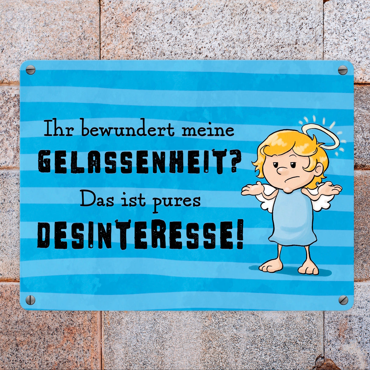 Engel Metallschild in 15x20 cm mit Spruch- Ich spreche Ironie mit Sarkasmus-Akzent