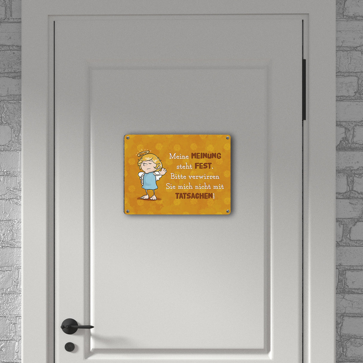 Engel Metallschild in 15x20 cm mit Spruch- Ich spreche Ironie mit Sarkasmus-Akzent
