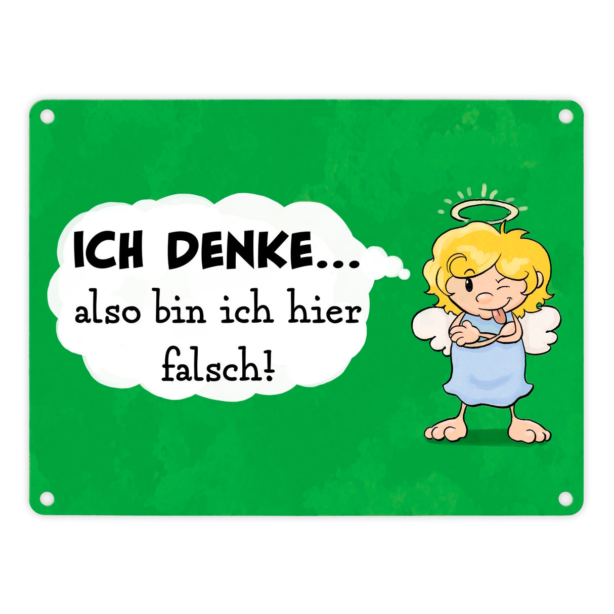 Engel Metallschild in 15x20 cm mit Spruch- Ich spreche Ironie mit Sarkasmus-Akzent