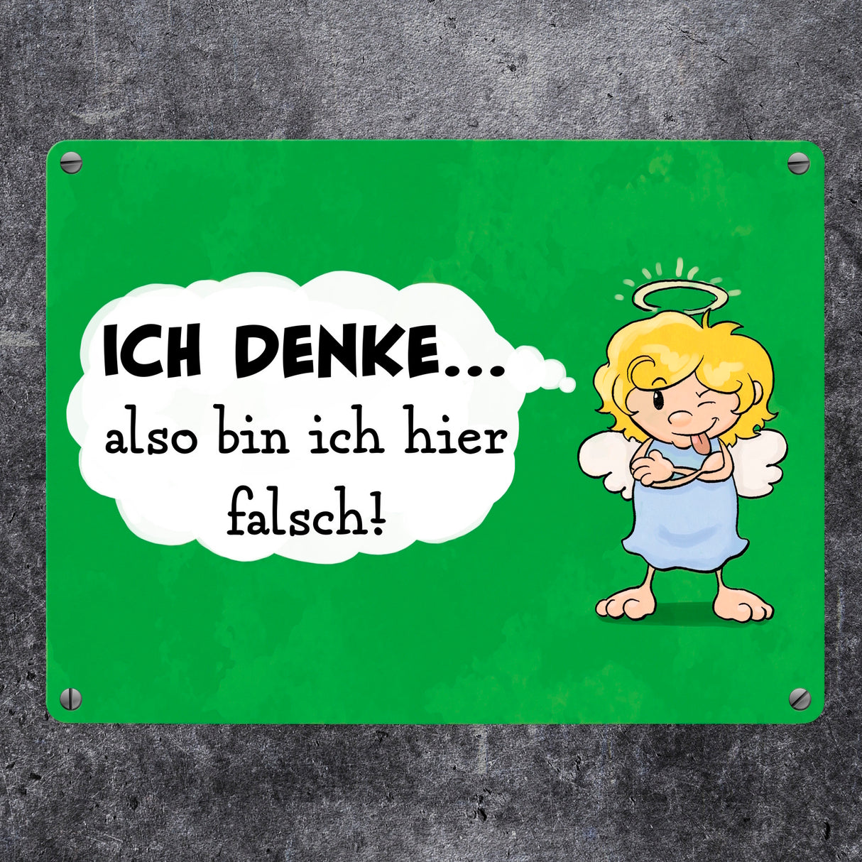 Engel Metallschild in 15x20 cm mit Spruch- Ich spreche Ironie mit Sarkasmus-Akzent