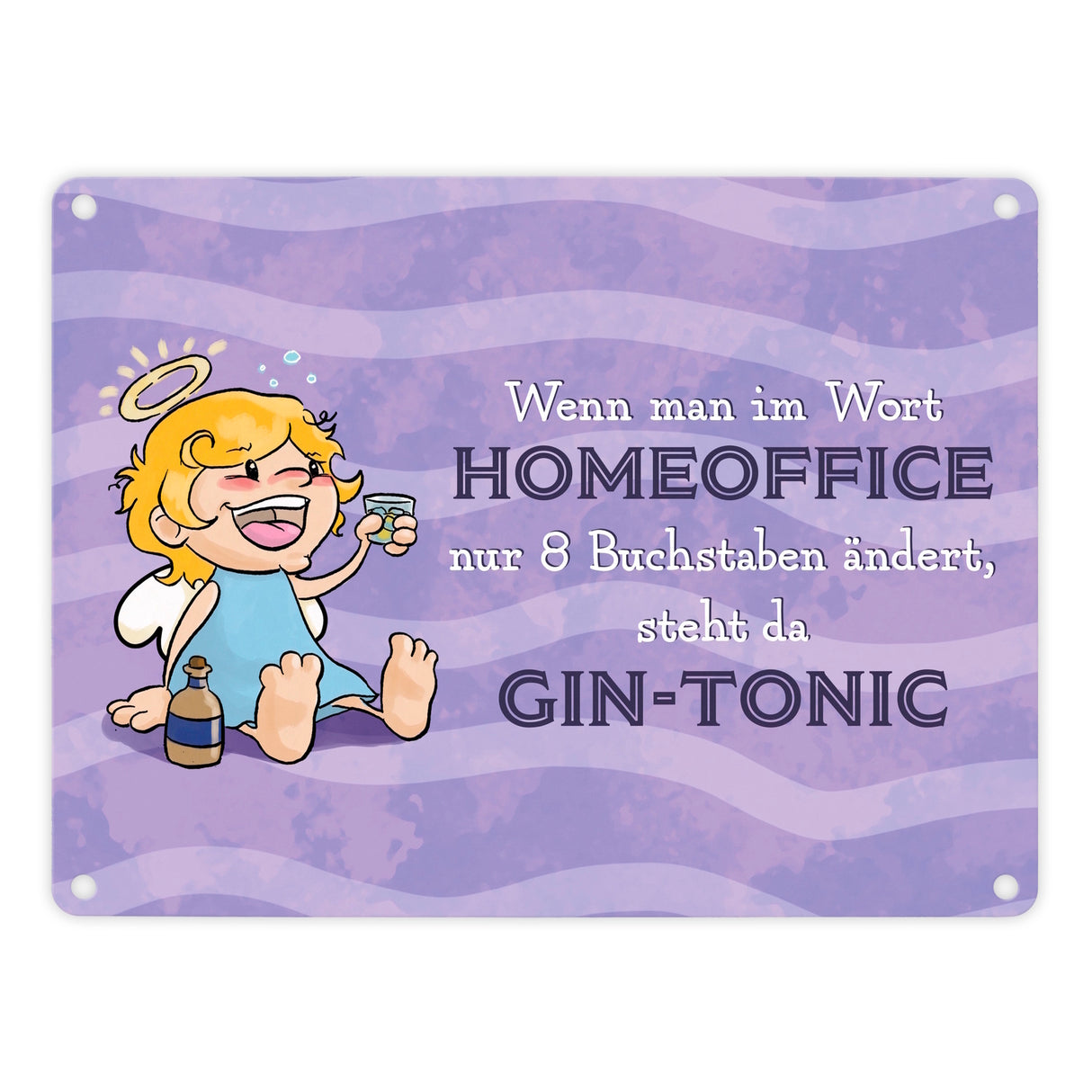 Engel Metallschild in 15x20 cm mit Spruch- Ich spreche Ironie mit Sarkasmus-Akzent
