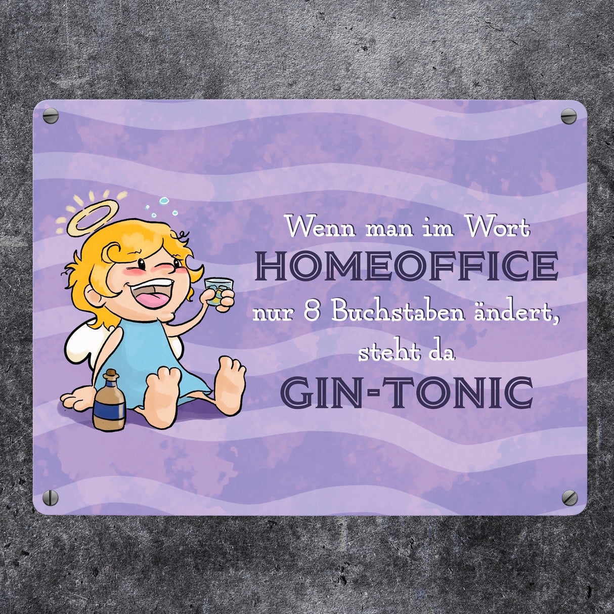 Engel Metallschild in 15x20 cm mit Spruch- Ich spreche Ironie mit Sarkasmus-Akzent