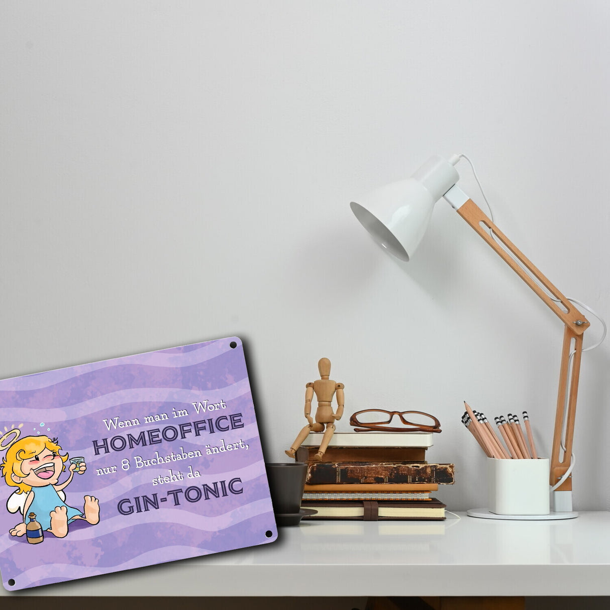 Engel Metallschild in 15x20 cm mit Spruch- Ich spreche Ironie mit Sarkasmus-Akzent