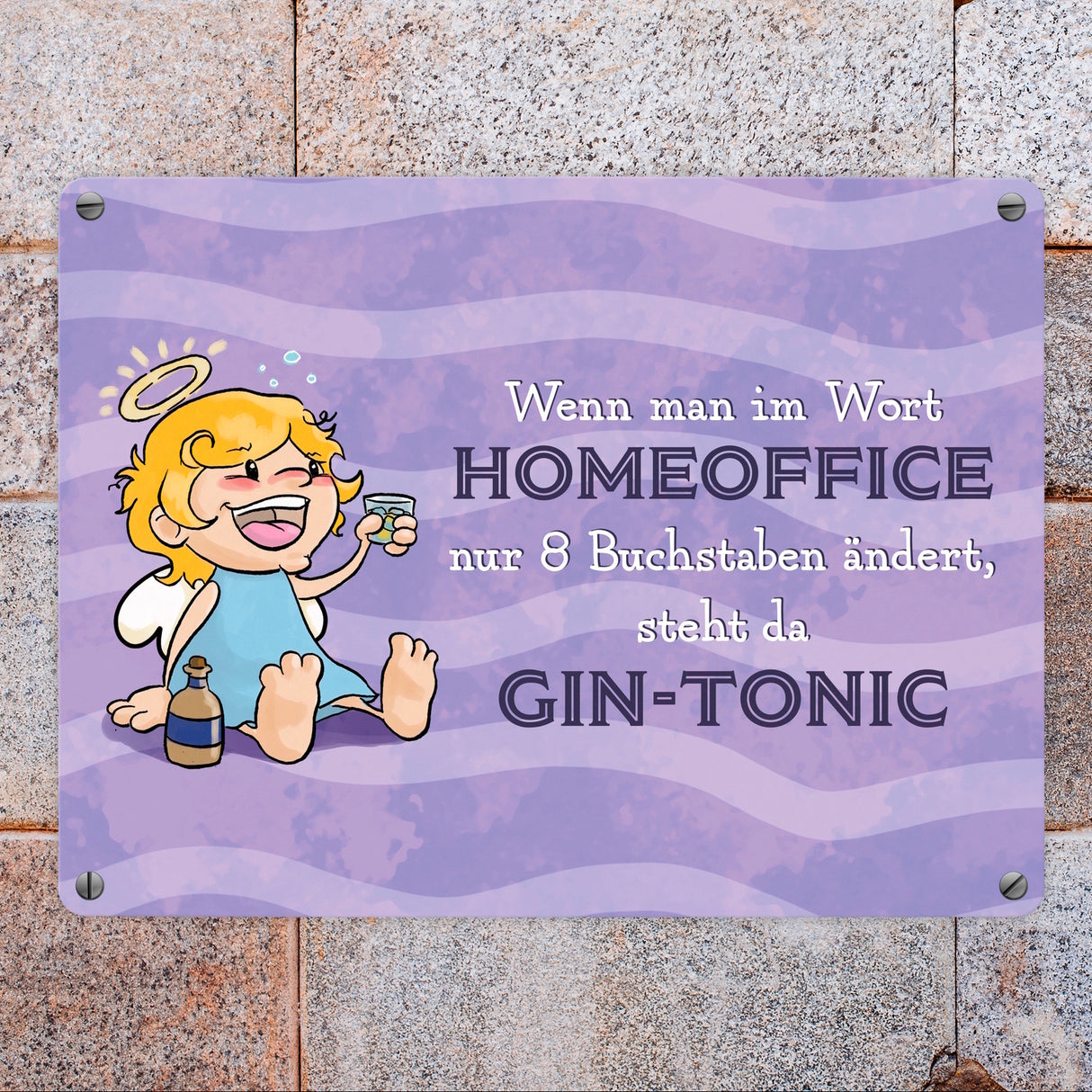 Engel Metallschild in 15x20 cm mit Spruch- Ich spreche Ironie mit Sarkasmus-Akzent