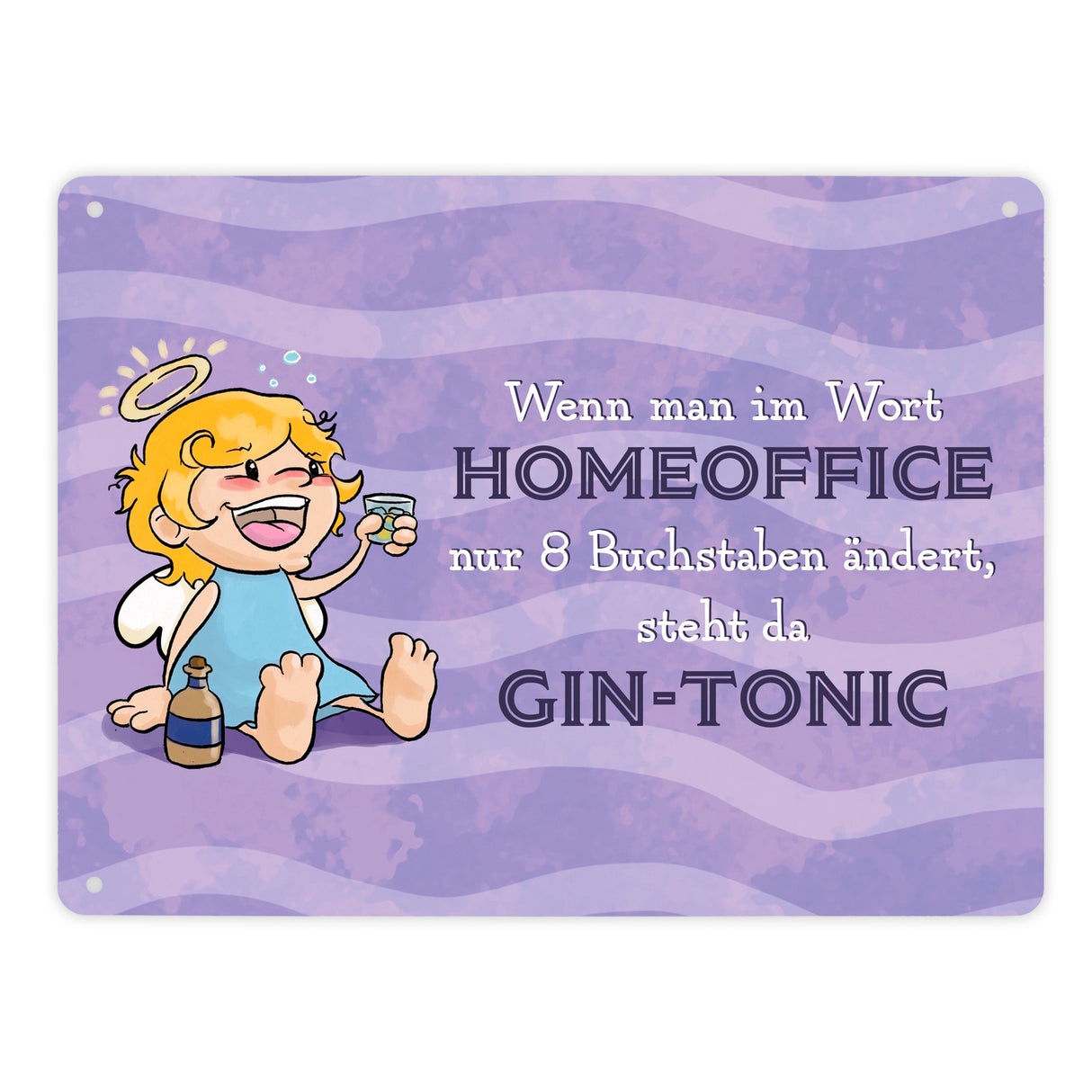 Engel Metallschild in 15x20 cm mit Spruch- Ich spreche Ironie mit Sarkasmus-Akzent