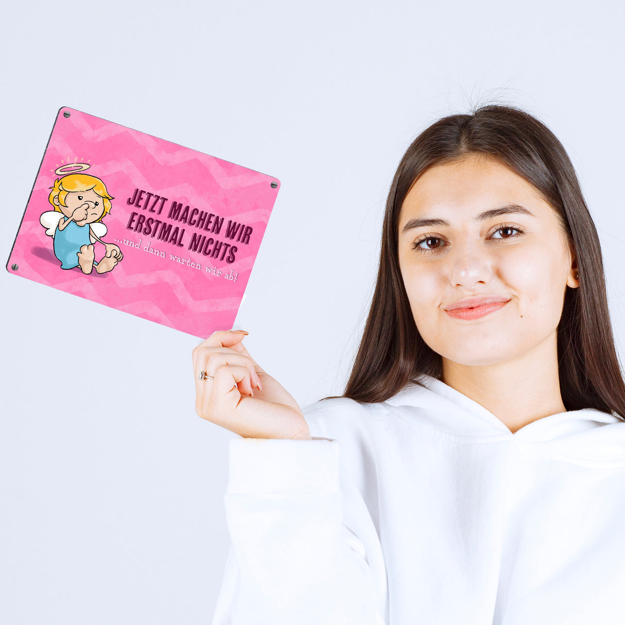 Engel Metallschild in 15x20 cm mit Spruch- Ich spreche Ironie mit Sarkasmus-Akzent