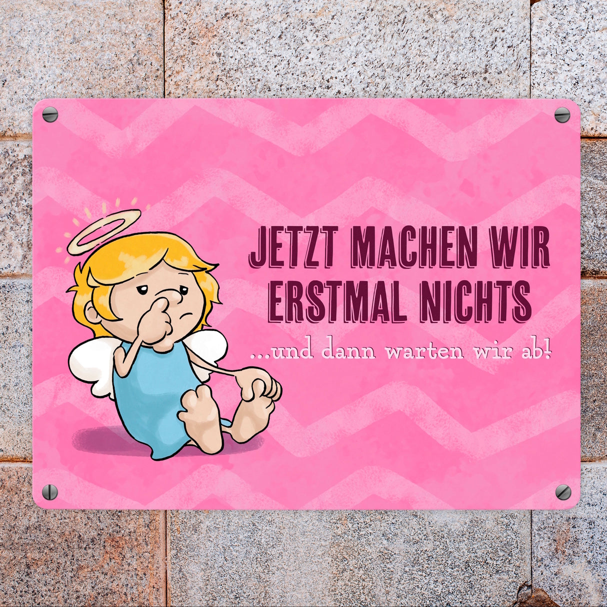 Engel Metallschild in 15x20 cm mit Spruch- Ich spreche Ironie mit Sarkasmus-Akzent