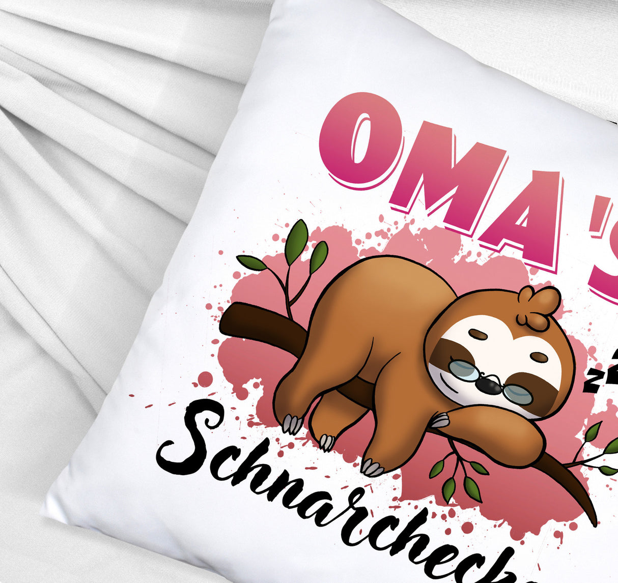 Faultier Kissen mit Spruch Oma's Schnarchecke