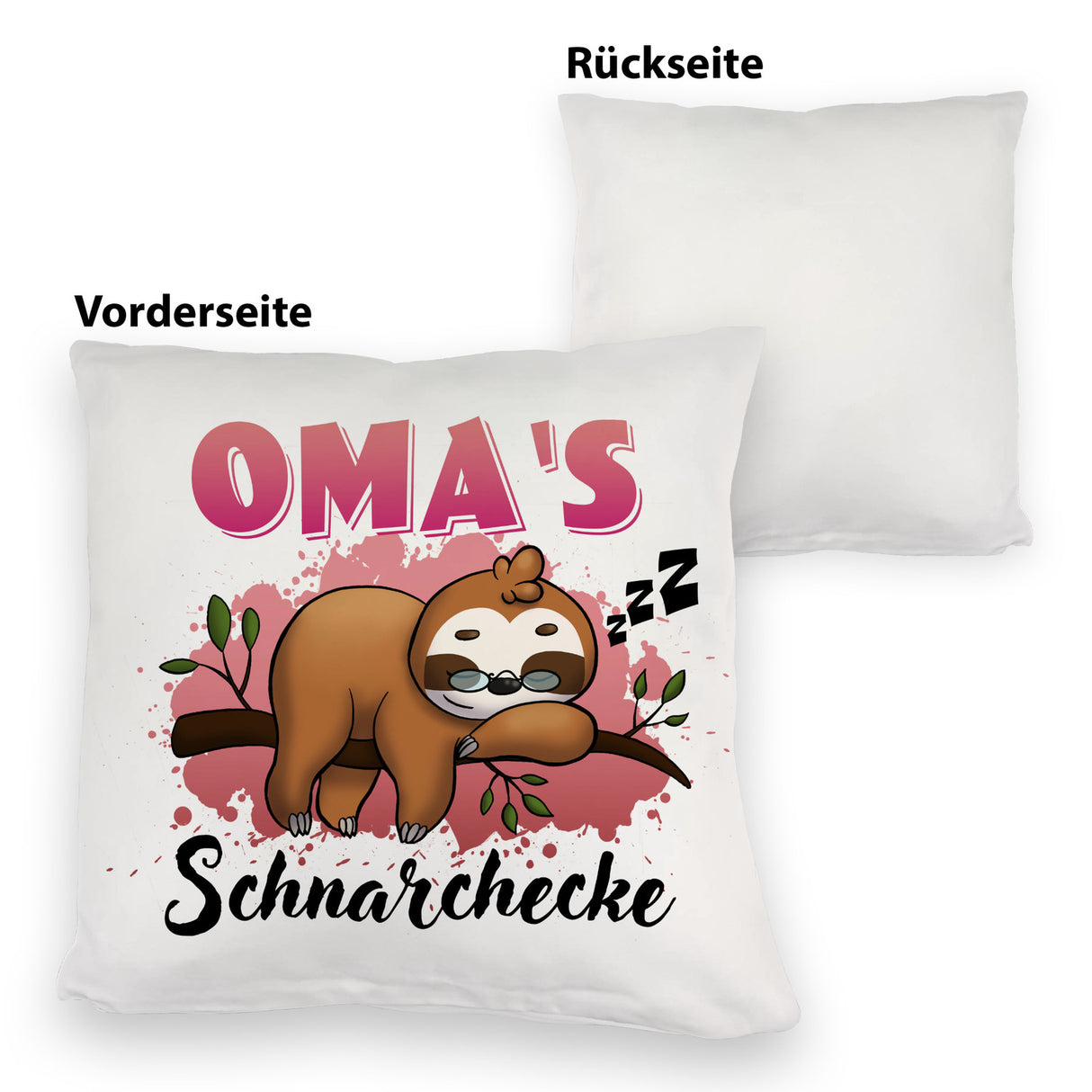 Faultier Kissen mit Spruch Oma's Schnarchecke