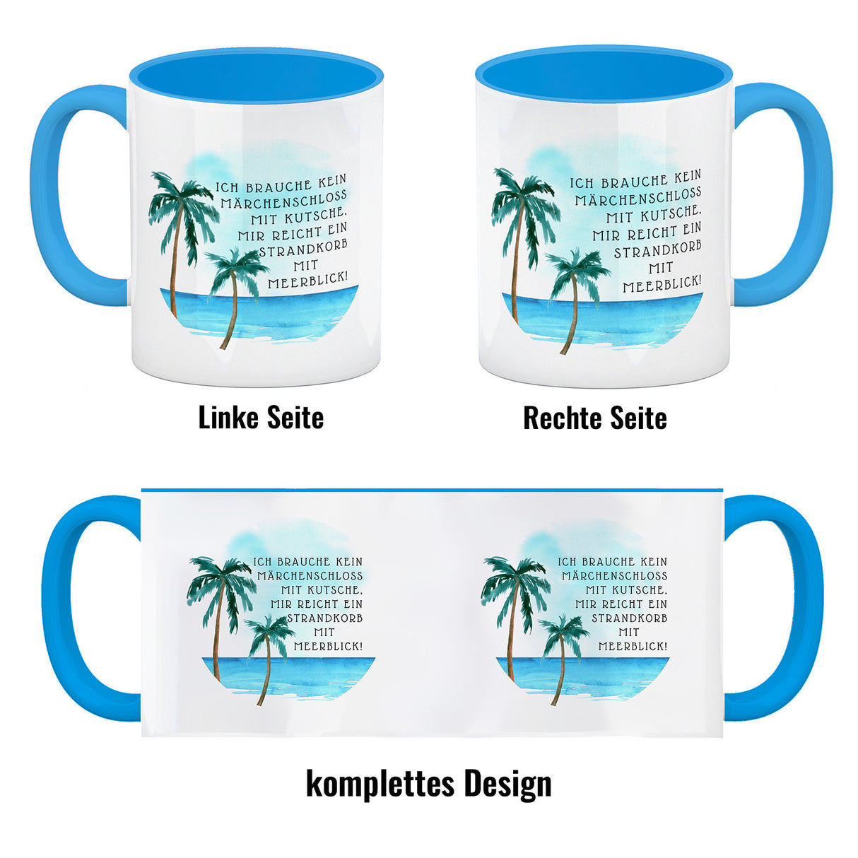 Strandkorb und Meerblick Kaffeebecher mit Spruch