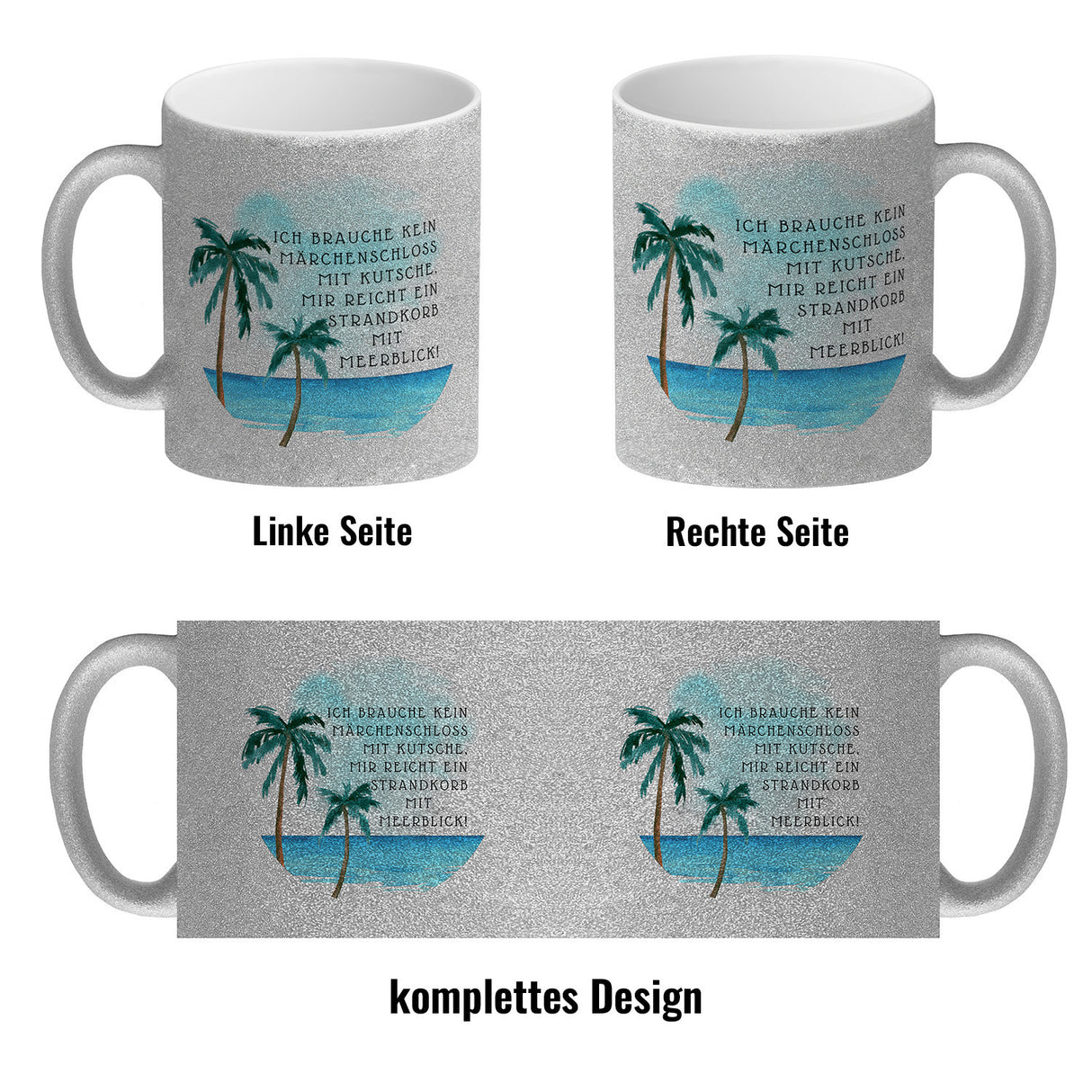 Strandkorb und Meerblick Kaffeebecher mit Spruch