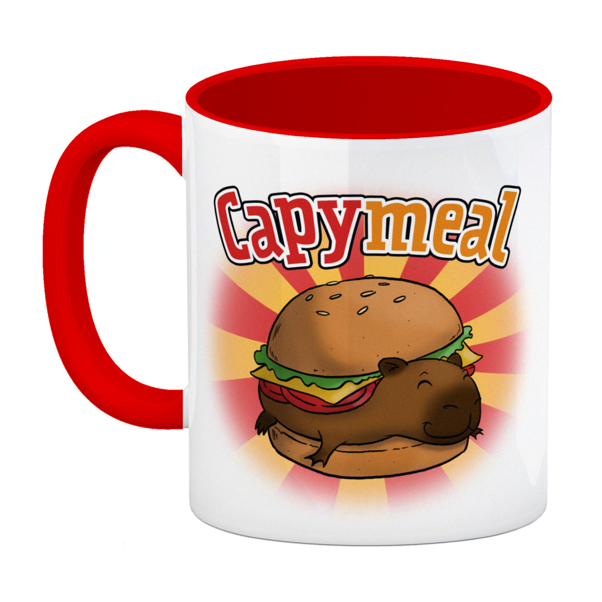 Capymeal Kaffeebecher mit Capybara Motiv für Fastfood Junkies