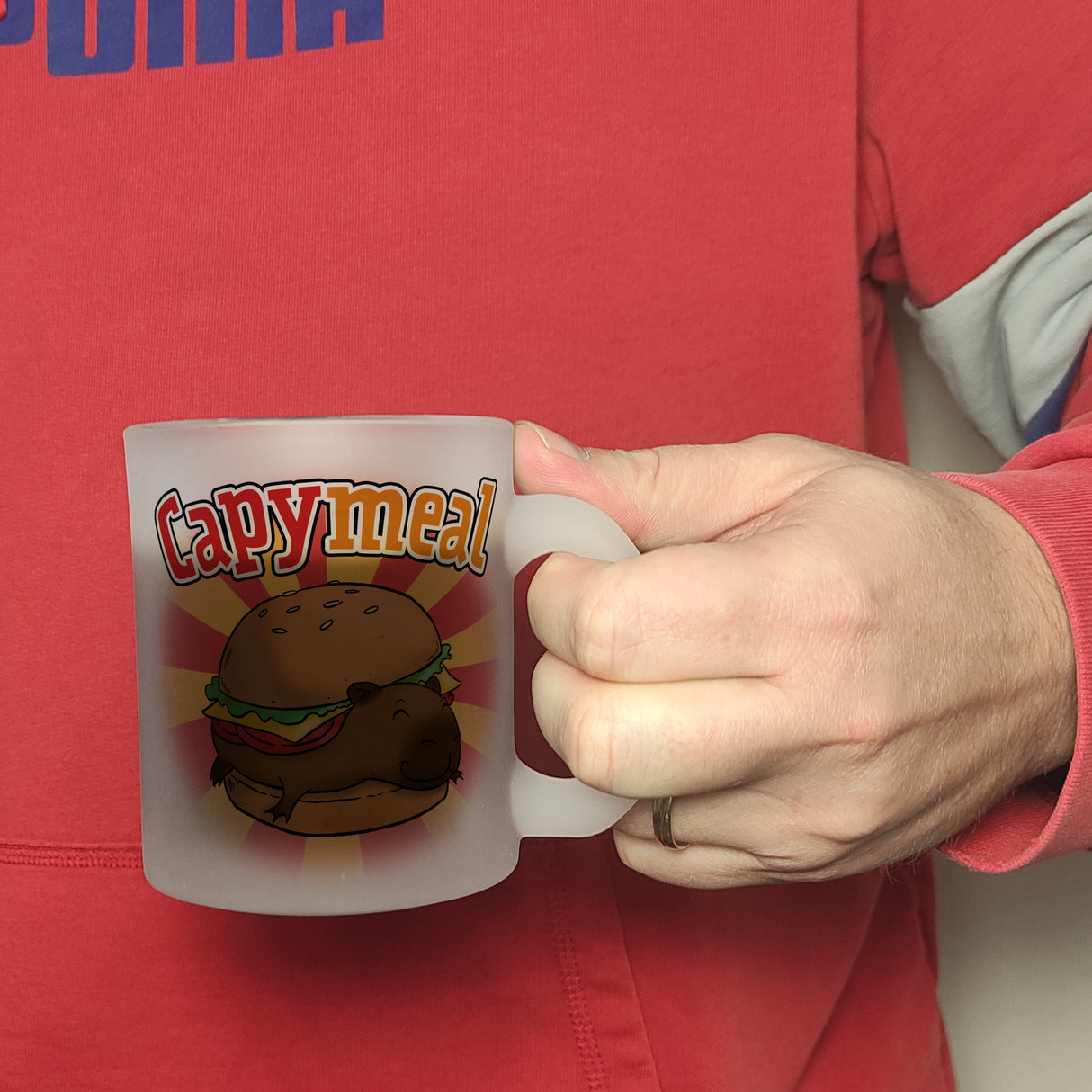 Capymeal Kaffeebecher mit Capybara Motiv für Fastfood Junkies