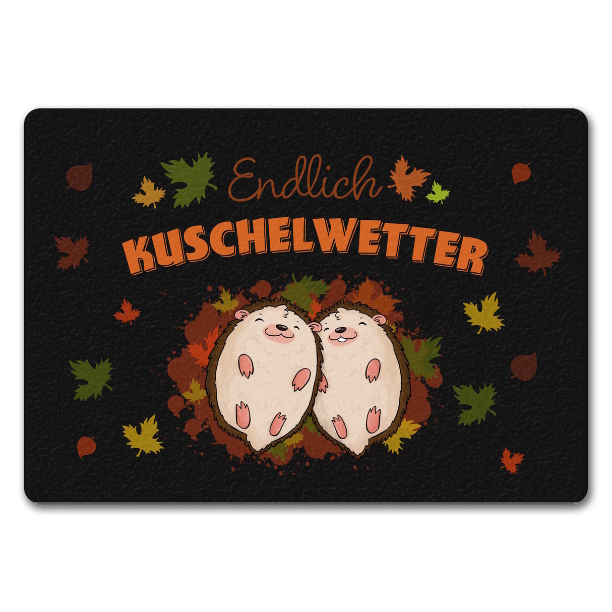 Endlich Kuschelwetter herbstliche Fußmatte in 35x50 cm mit Igelpaar