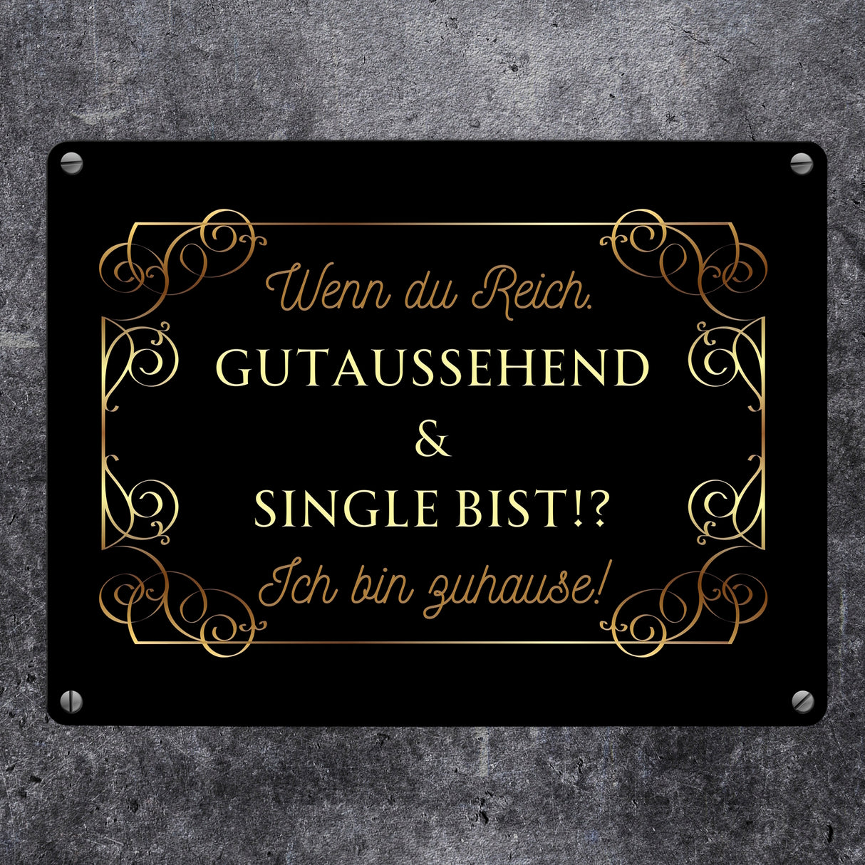 Wenn du reich, gutaussehend und Single bist Metallschild in 15x20 cm