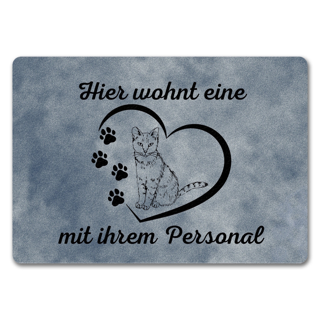 Fußmatte in 35x50 cm - Hier wohnt eine Katze mit ihrem Personal
