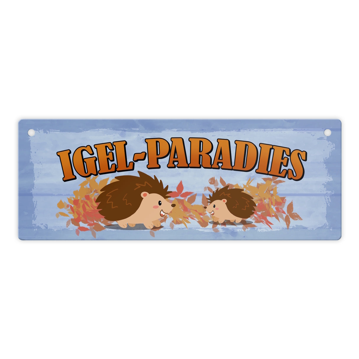 Igel-Paradies Metallschild mit herbstlichem Motiv