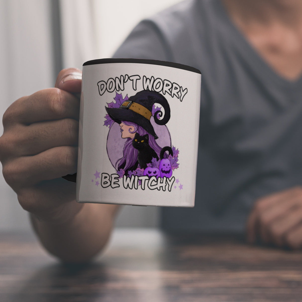Hexen Kaffeebecher mit Spruch- Don't worry be witchy