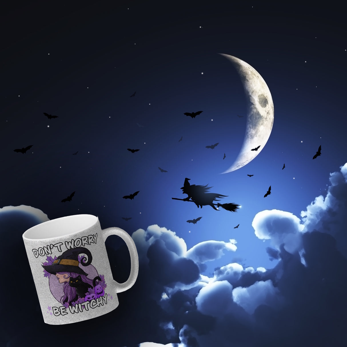 Hexen Kaffeebecher mit Spruch- Don't worry be witchy