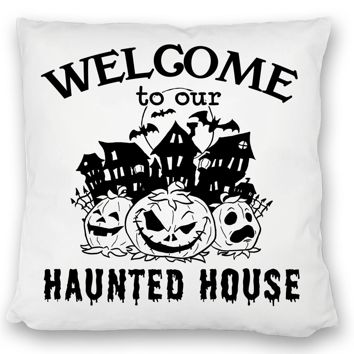 Geisterhaus Halloween Kissen mit Spruch - Welcome to our haunted house