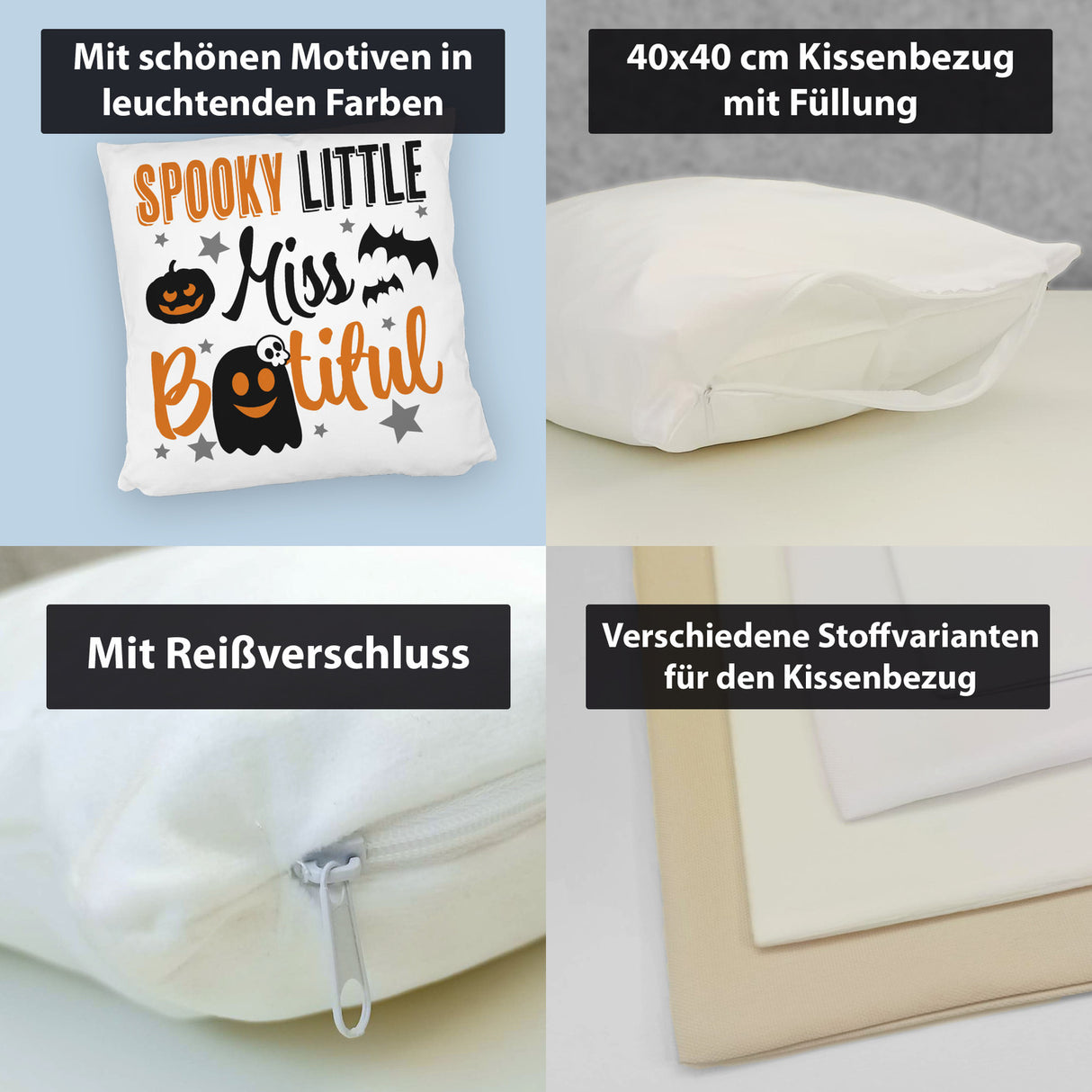 Geister Kissen mit Spruch - Spooky little Miss Bootiful