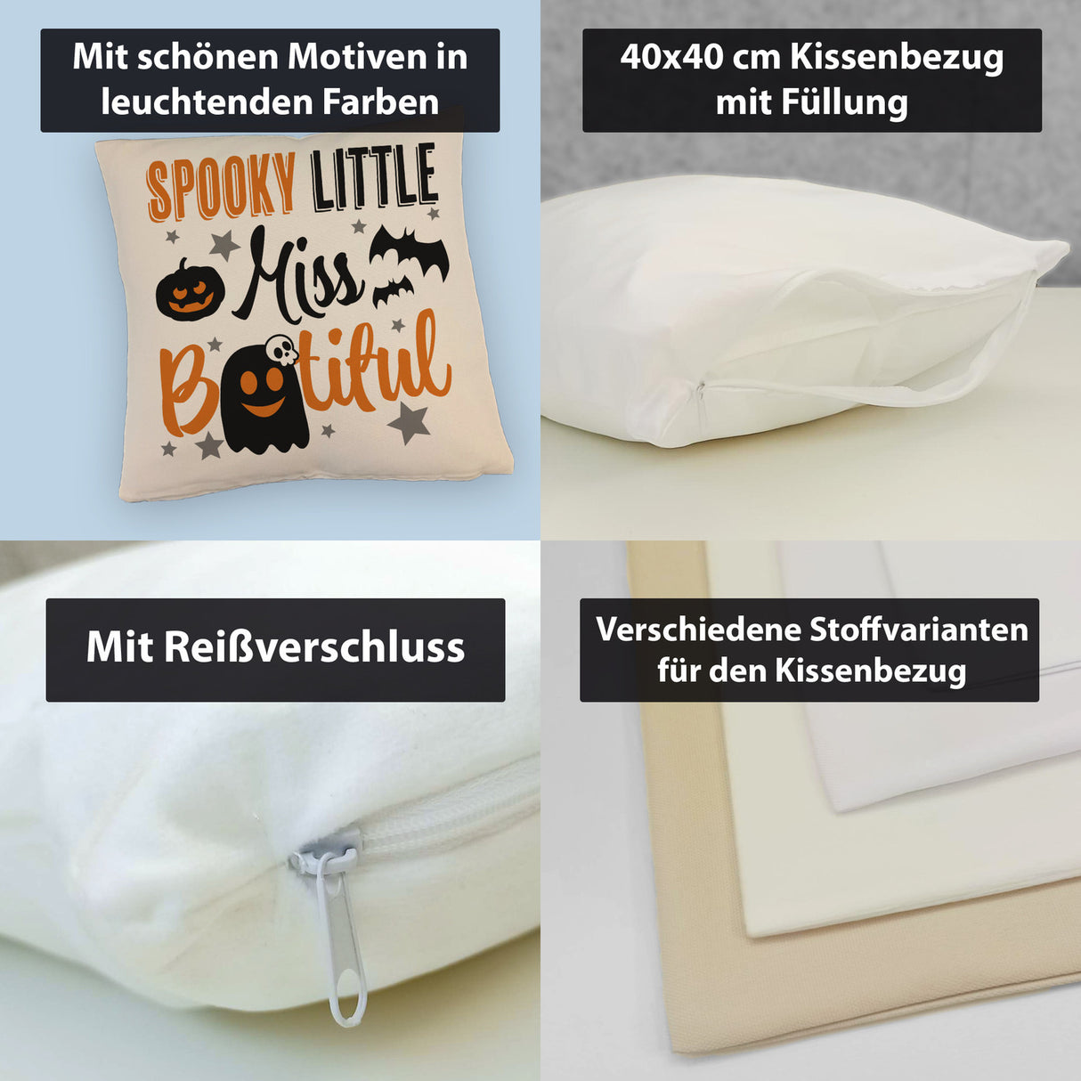 Geister Kissen mit Spruch - Spooky little Miss Bootiful