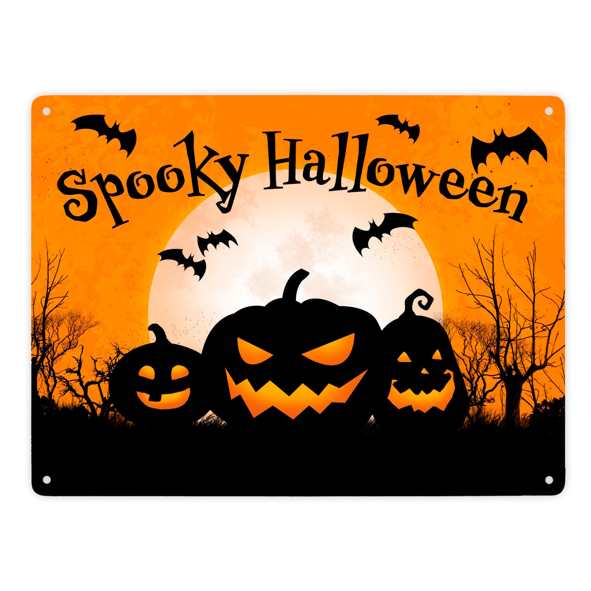 Spooky Halloween Kürbis Fledermaus Metallschild in 15x20 cm