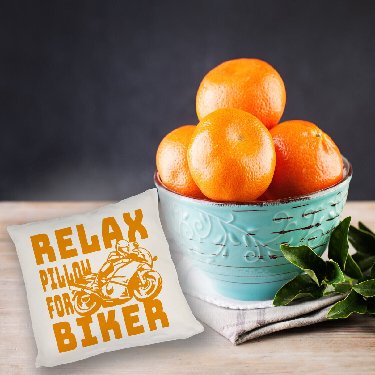 Relax Biker Kissen mit Motorradfahrer Motiv
