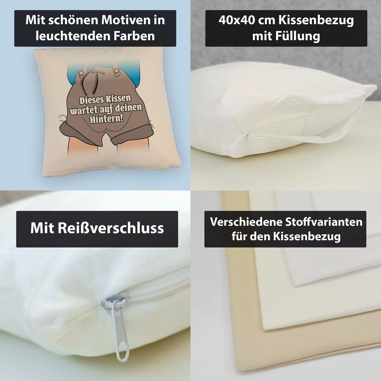 Ausruh Kissen mit lustigem Spruch Dieses Kissen wartet auf deinen Hintern