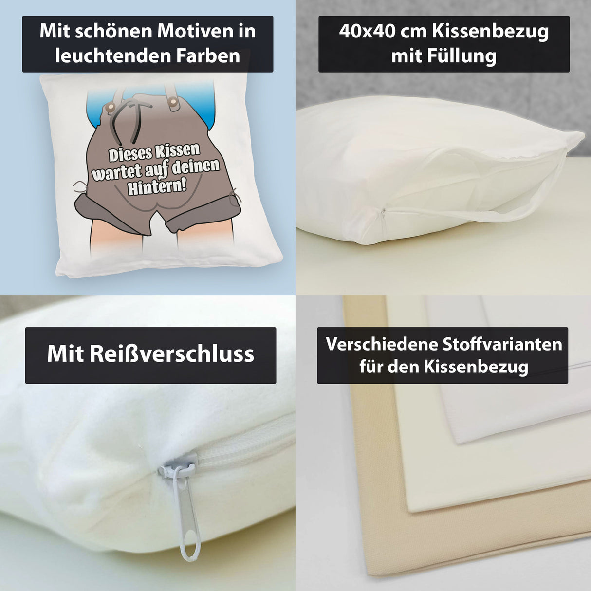 Ausruh Kissen mit lustigem Spruch Dieses Kissen wartet auf deinen Hintern