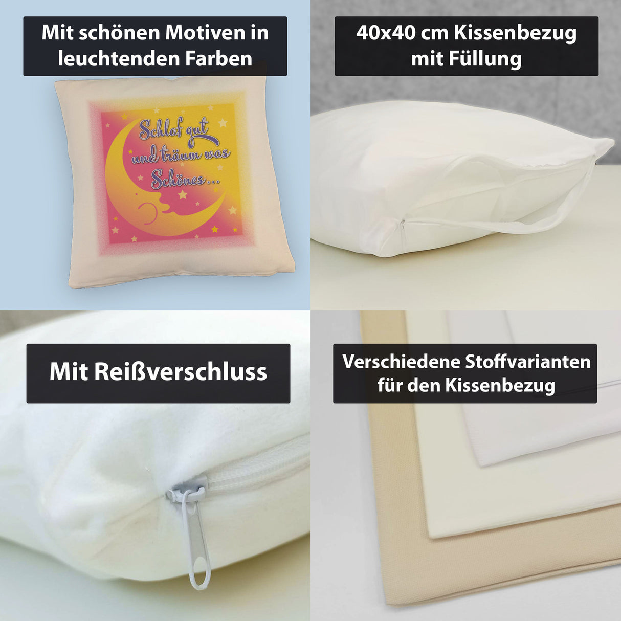 Schlaf gut und träum was Schönes Kissen mit Mond und Sterne
