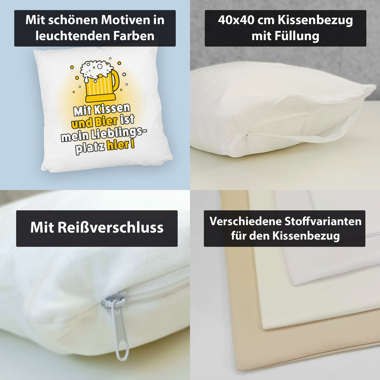 Mit Kissen und Bier ist mein Lieblingsplatz hier Kissen