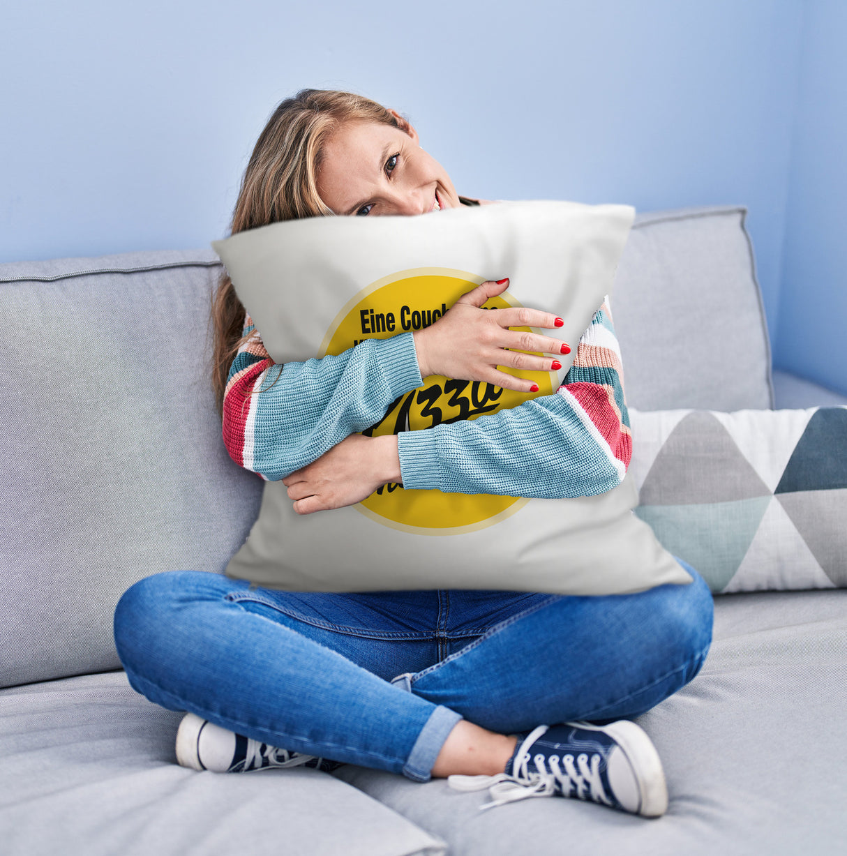 Pizza Kissen mit Spruch Eine Couch ohne Kissen ist wie eine Pizza ohne Belag