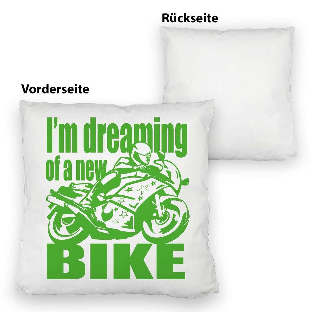 Biker Traum Kissen mit Motorrad und Spruch