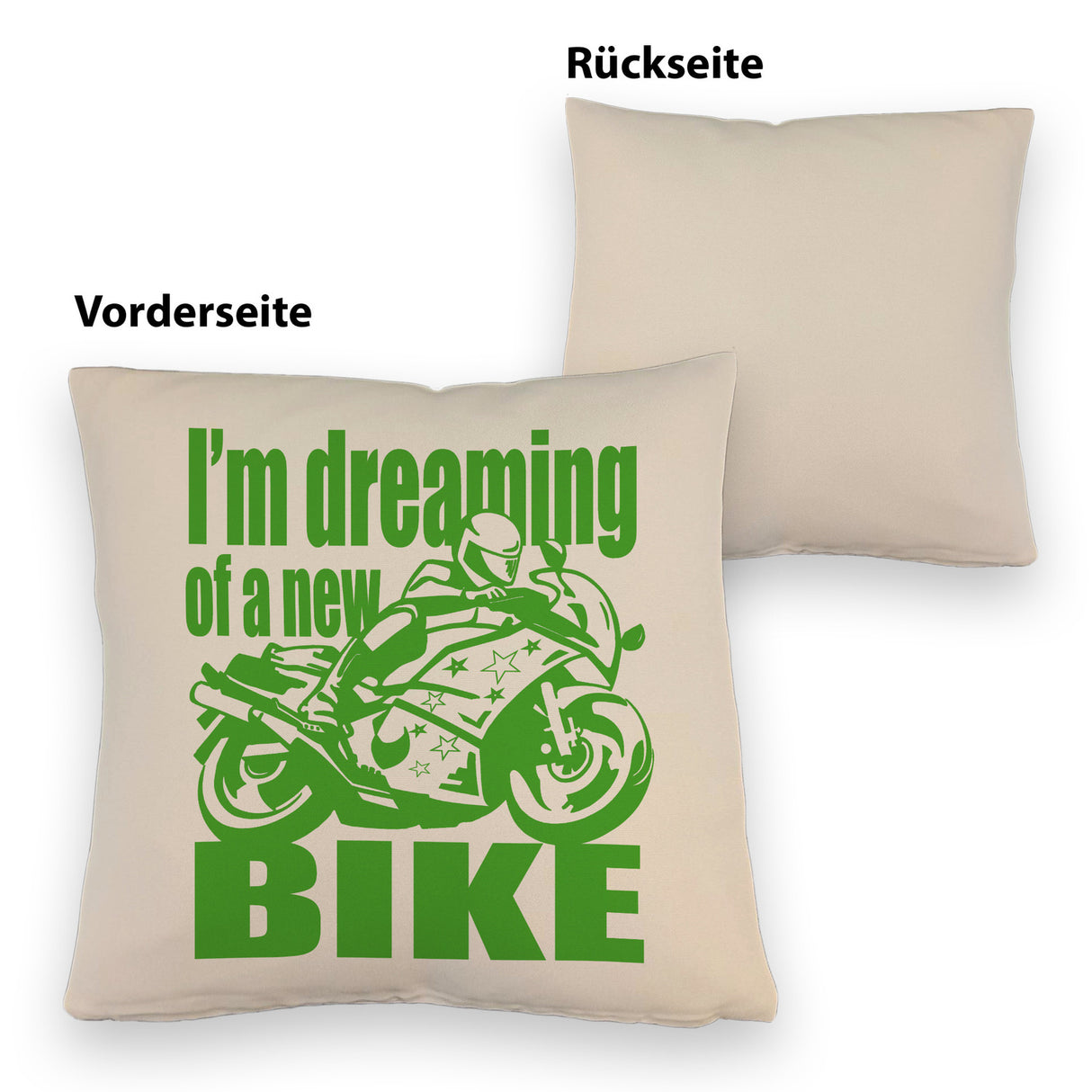 Biker Traum Kissen mit Motorrad und Spruch