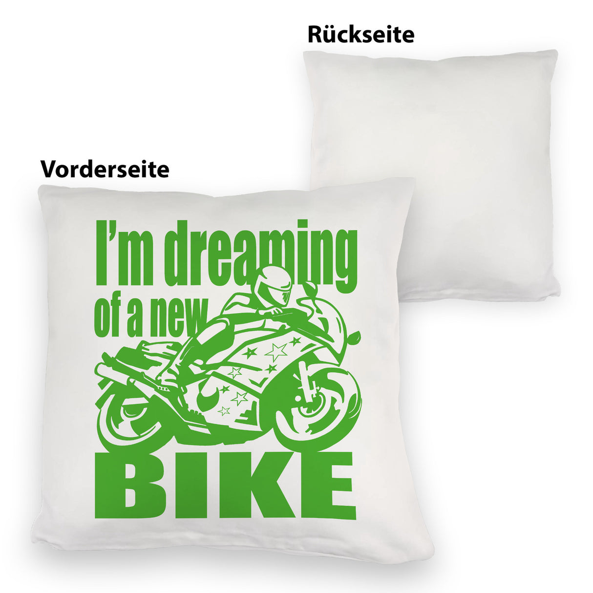 Biker Traum Kissen mit Motorrad und Spruch