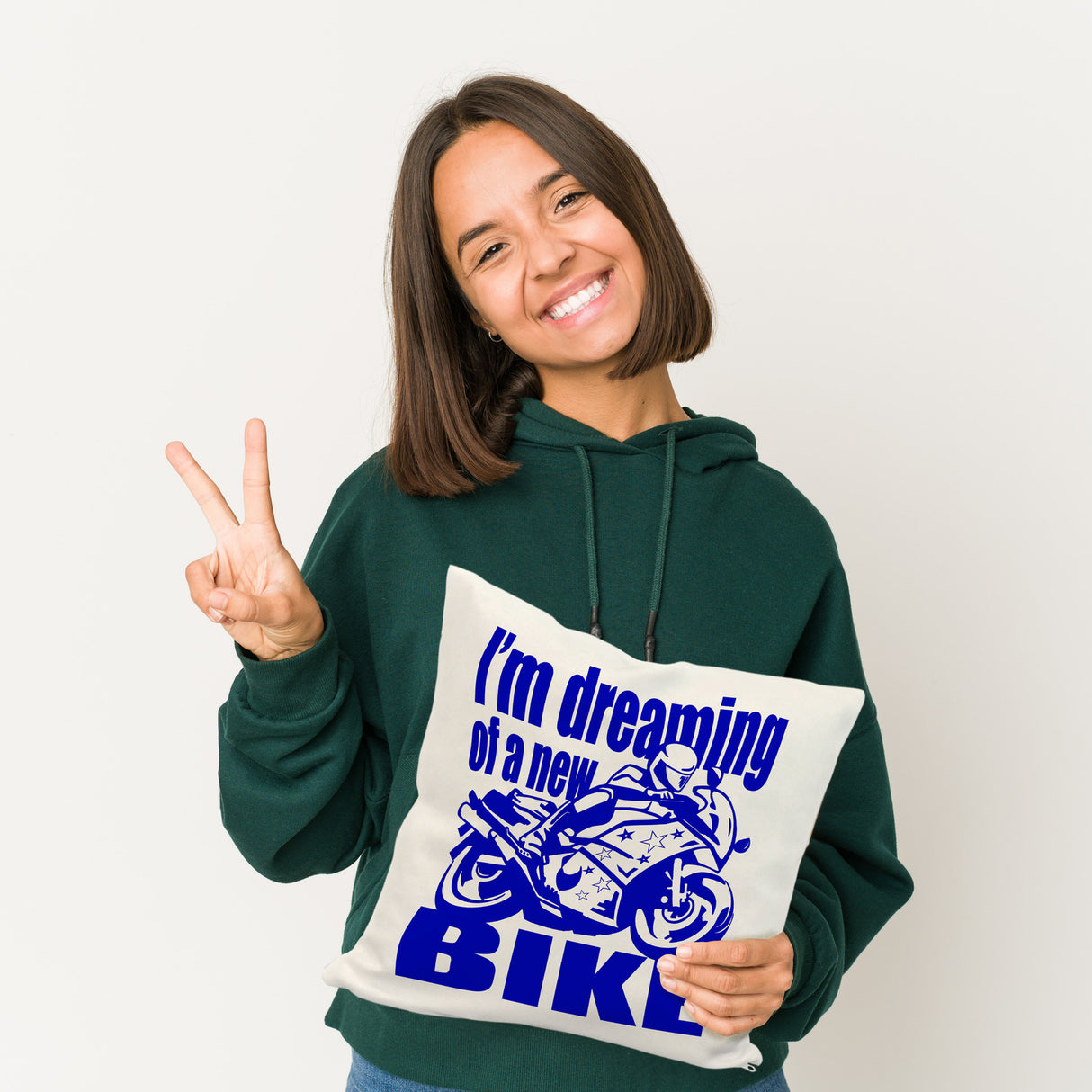 Biker Traum Kissen mit Motorrad und Spruch