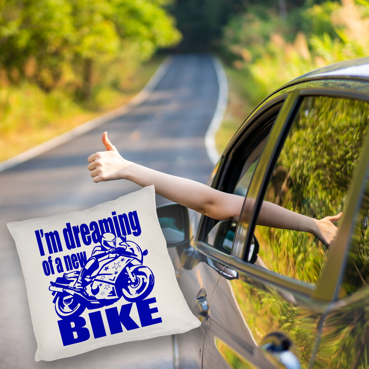 Biker Traum Kissen mit Motorrad und Spruch