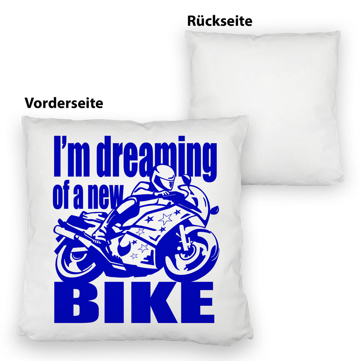 Biker Traum Kissen mit Motorrad und Spruch