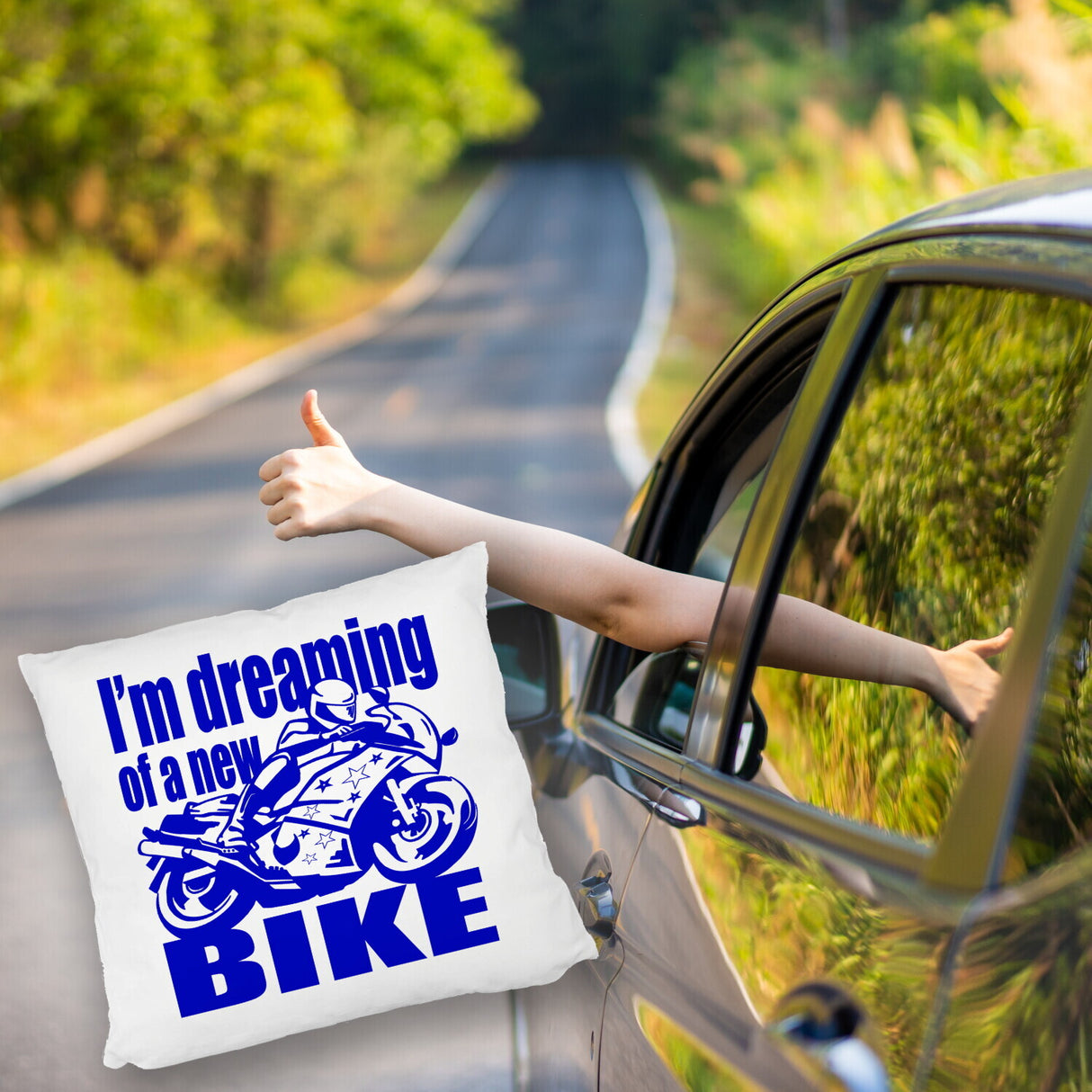 Biker Traum Kissen mit Motorrad und Spruch
