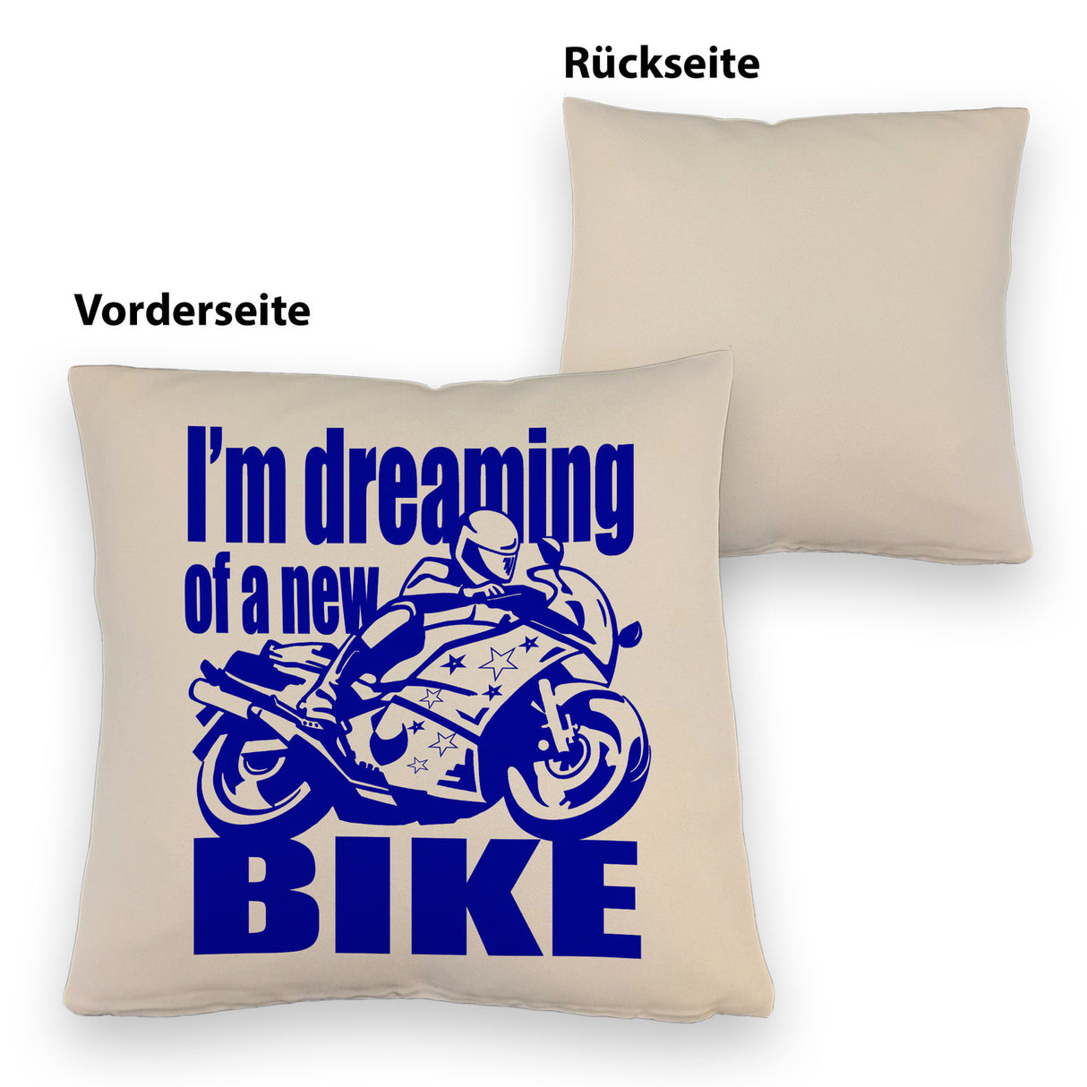 Biker Traum Kissen mit Motorrad und Spruch