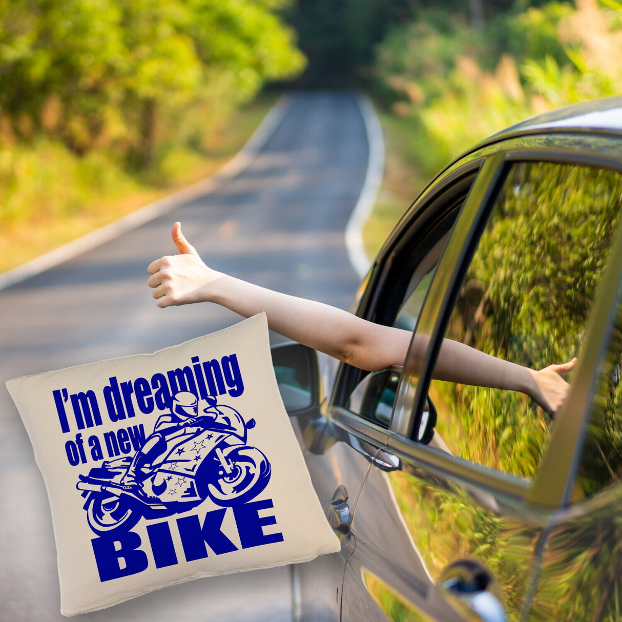 Biker Traum Kissen mit Motorrad und Spruch