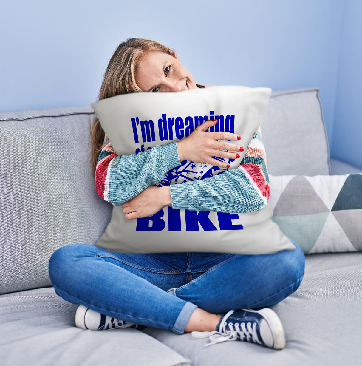 Biker Traum Kissen mit Motorrad und Spruch