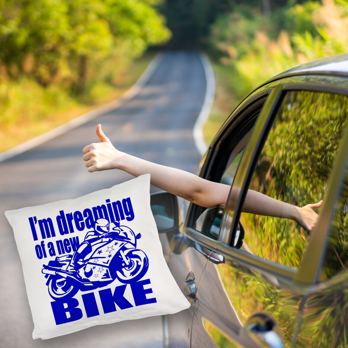 Biker Traum Kissen mit Motorrad und Spruch