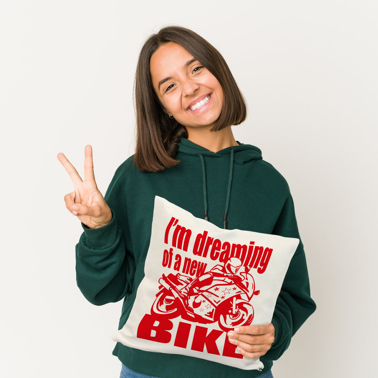 Biker Traum Kissen mit Motorrad und Spruch