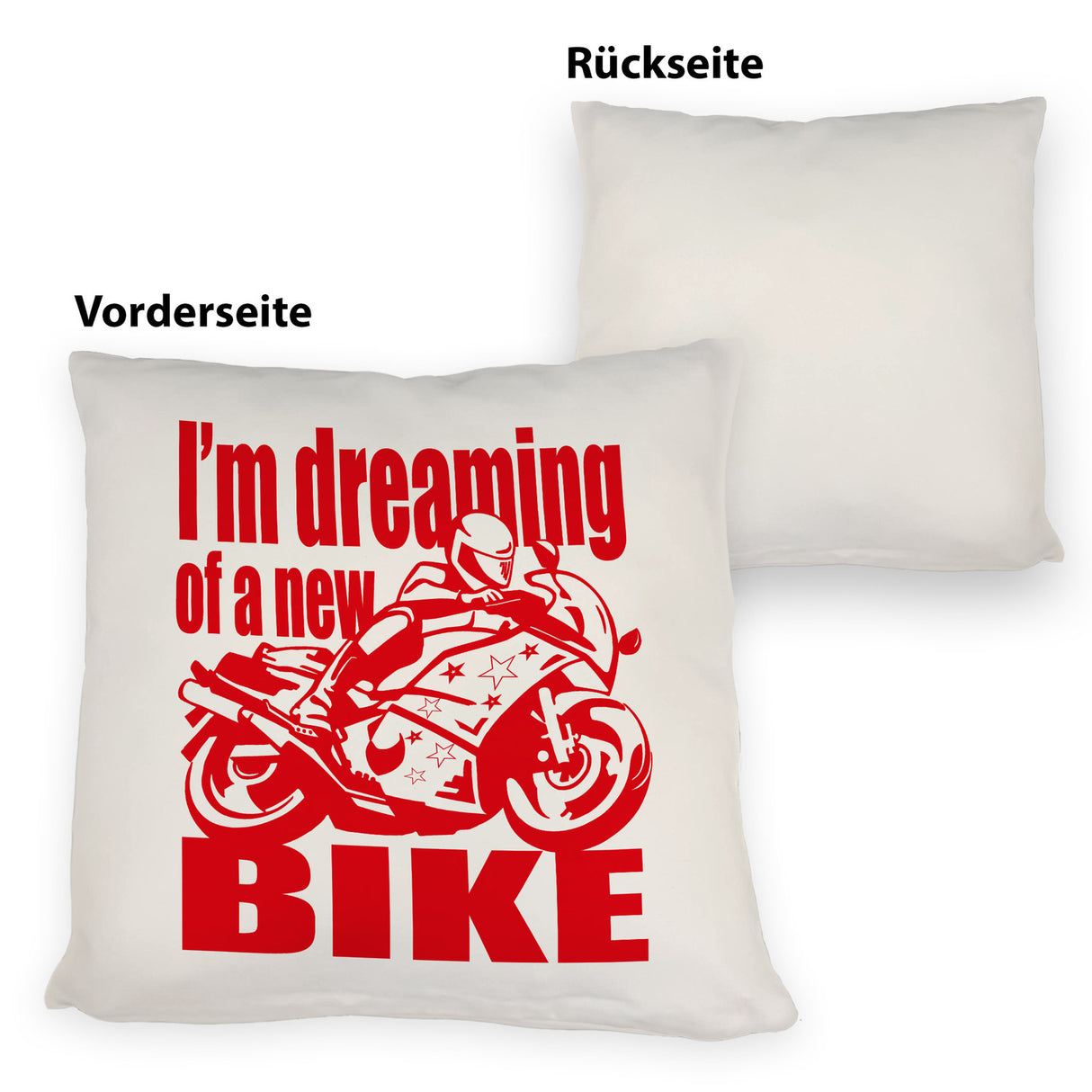 Biker Traum Kissen mit Motorrad und Spruch