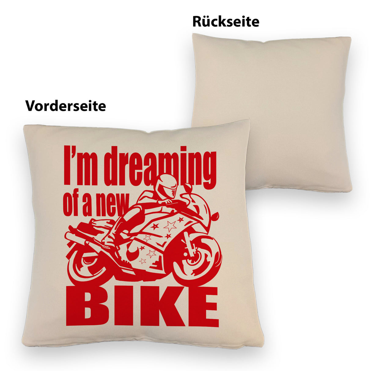 Biker Traum Kissen mit Motorrad und Spruch