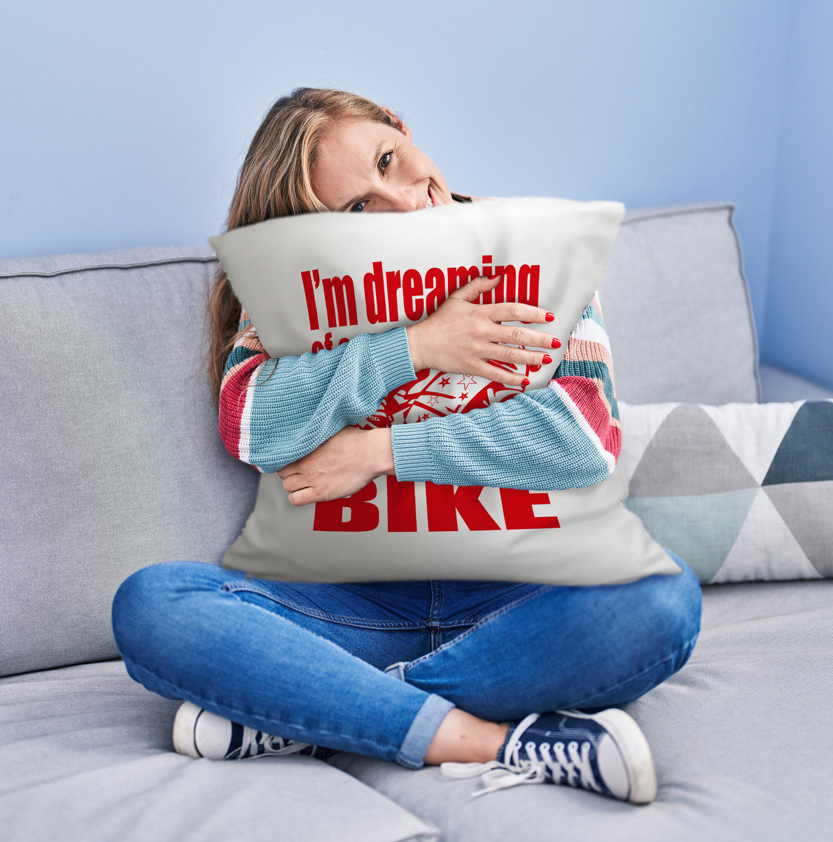 Biker Traum Kissen mit Motorrad und Spruch